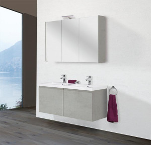 Badm&ouml;bel-Set ELAI Serie MBO Eiche grau Steind. Breite 1200mm 2 Ausz&uuml;ge