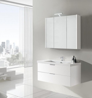 Badm&ouml;bel-Set EPIL Serie MBF wei&szlig; Hochglanz 2 Ausz&uuml;ge Breite 1060mm