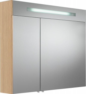 Spiegelschrank m. bel. Blende Eiche hell 2 T&uuml;ren 900x740x160mm