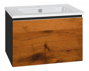 WTU + Keramik-WT Serie ELA Korpus schwarz smt - Front Eiche Furnier dunkel 61...
