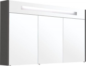 Spiegelschrank m. bel. Blende anthrazitmatt 3 T&uuml;ren 1200x750x188mm