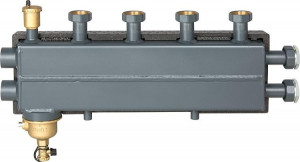 Kombiverteiler DN 25, 2+1 HK mit Magnetschlammabscheider und Entl&uuml;fter