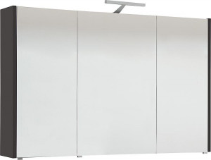 Spiegelschrank mit Beleuchtung anthrazit Hochglanz 3 T&uuml;ren 1050x750x188mm