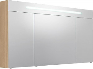 Spiegelschrank m. bel. Blende Eiche hell 3 T&uuml;ren 1200x740x160mm