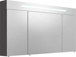 Spiegelschrank m. bel. Blende anthrazitHochglanz 3 T&uuml;ren 1200x740x160mm