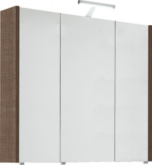 Spiegelschrank mit Beleuchtung Tranche braun 3 T&uuml;ren 850x750x188mm