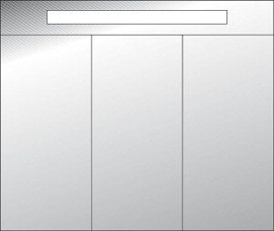 Spiegelschrank m. bel. Blende Tranche ecru 3 T&uuml;ren 950x750x188mm