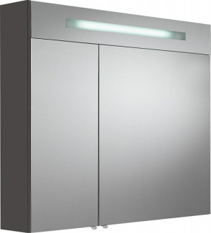 Spiegelschrank m. bel. Blende anthrazitHochglanz 2 T&uuml;ren 900x740x160mm