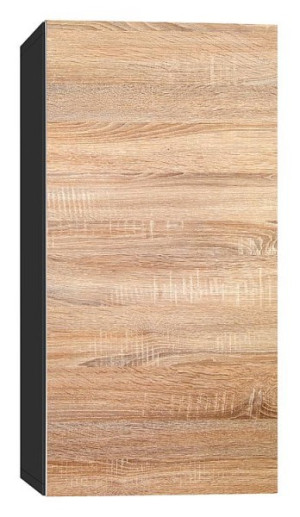 Hochschrank ELA mit Softclose Korpus schwarz smt - Front Eiche s&auml;gerau 400x80...