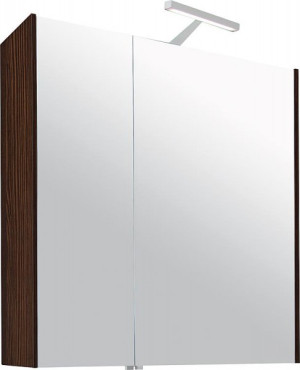 Spiegelschrank mit Beleuchtung L&auml;rche braun 2 T&uuml;ren 700x750x188mm