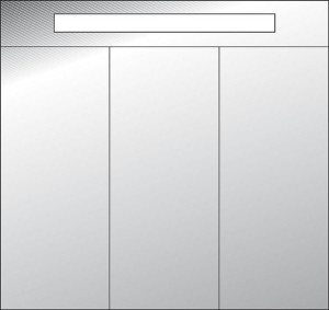 Spiegelschrank m. bel. Blende Tranche ecru 3 T&uuml;ren 850x750x188mm
