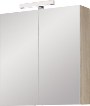 Spiegelschrank mit Beleuchtung L&auml;rche bicolor 2 T&uuml;ren 700x770x208mm