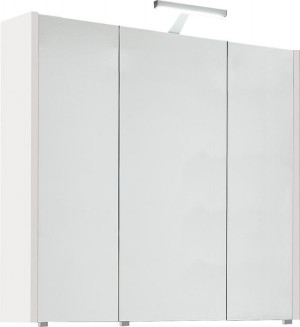 Spiegelschrank mit Beleuchtung wei&szlig; Hochglanz 3 T&uuml;ren 850x750x188mm