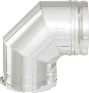 Doppelwandiges Abgassystem Bogen 90 - DN 180 incl.Klemmband f&uuml;r Unterdruckbet...