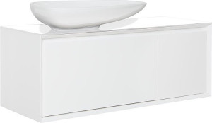 WTU+Keramik-WT EKIRA 2 Ausz&uuml;ge wei&szlig; Hgl. Glasablage wei&szlig; 1090x546x460mm