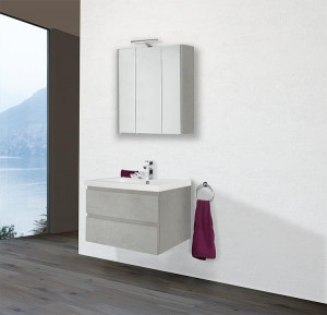 Badm&ouml;bel-Set ELAI Serie MBO Eiche grau Dekor Breite 850 2 Ausz&uuml;ge