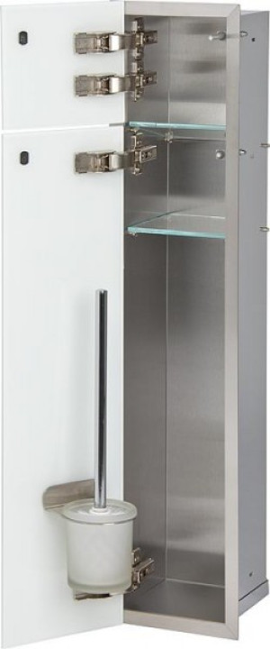 WC-Wandcontainer, 2 wei&szlig;e Glas- t&uuml;ren, 1 Papierrollenfach + 1 fach, BxH:180x8...