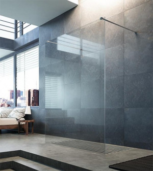 Walk-In Glasduschwand 865x2000x8 mm ESGFloatglas mit ETC, mit 2 Stabilisation...