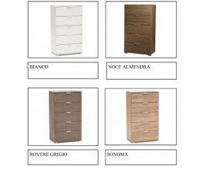 MOBILE CASSETTIERA 5 CASSETTI 103x60x38 (Almendra grigio/rosso cons 5 giorni)