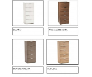 MOBILE CASSETTIERA 5 CASSETTI 103x45x38 (Almendra grigio/rosso cons 5 giorni)