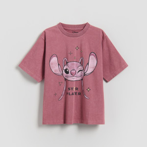 Reserved - Tričko s efektem praní Lilo a Stitch - světle fialová - 048HU-34X