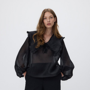 Reserved - Halenka s dekorativním límcem - černý - 110IC-99X