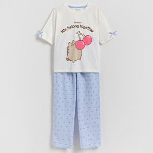 Reserved - Dvoudílné pyžamo Pusheen - krémová - 120IF-01X