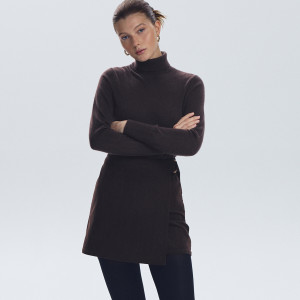 Reserved - LADIES` SKIRT - tmavě hnědá - 136GP-89X
