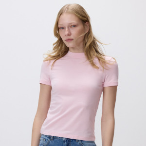 Reserved - Tričko slim fit - pastelově růžová - 167HT-03X