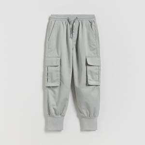 Reserved - Kalhoty jogger cargo - světle šedá - 242CJ-09X