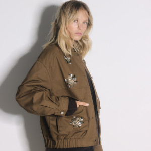 Reserved - Bunda bomber s aplikací - zelená - 296GF-87X