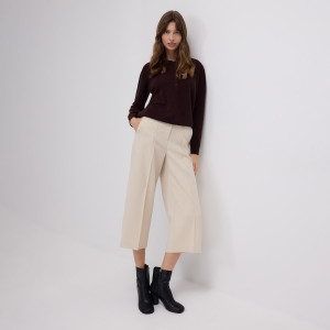 Reserved - Kalhoty culotte s nažehlenými puky - béžová - 370GF-08X