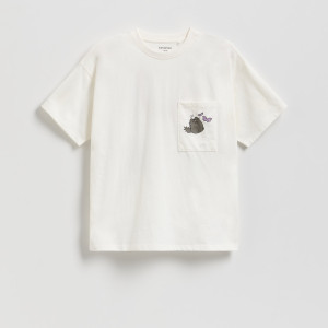 Reserved - Bavlněné tričko Pusheen - krémová - 469FT-01X
