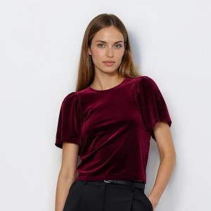 Reserved - Halenka s balonovými rukávy - červená - 579GA-33X