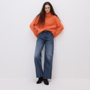 Reserved - Široké džíny s aplikací - indigo jeans - 588HV-57J