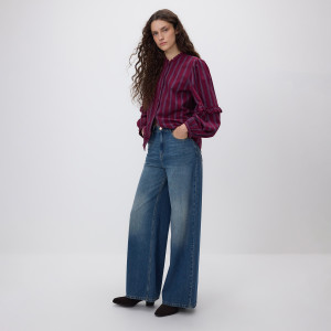Reserved - Džíny wide leg s ošoupáním - indigo jeans - 589HV-57J