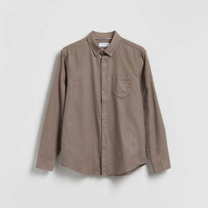 Reserved - Košile slim fit s vysokým podílem bavlny - kávová - 698IE-84X