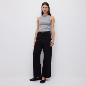 Reserved - Džíny wide leg se zkrácenou nohavicí - černý - 706IR-99J