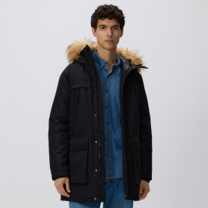 Reserved - Bunda parka s kapucí - černý - 750GC-99X