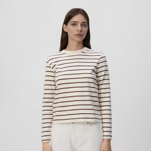 Reserved - Longsleeve z mercerované bavlny - kávová - 9467H-84X