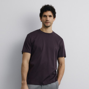 Reserved - Tričko regular fit z mercerované bavlny - hnědá - 969HL-88X