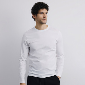 Reserved - Longsleeve z mercerované bavlny - bílá - 970HL-00X