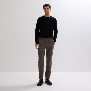 Reserved - Chino kalhoty slim fit v kostce - tmavě hnědá - 975EV-89P