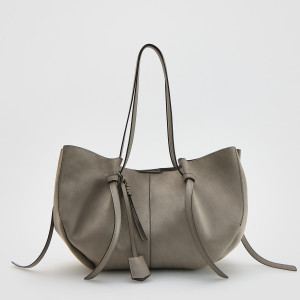 Reserved - Shopper kabelka z umělé semiše - středně šedá - 992CM-85X