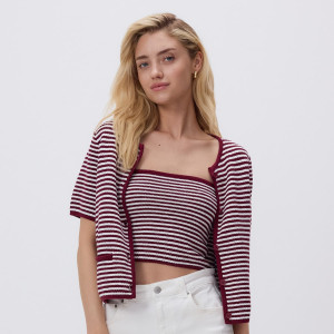 Reserved - Žerzejový crop top - vícebarevná - ZQ667-MLC