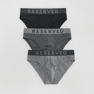 Reserved - 3 pamutban gazdag bugyi - sötétszürke - 004ES-90X