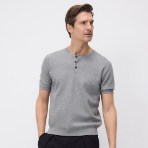 Reserved - Henley póló tencellel - világos szürke - 050IS-09M