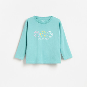 Reserved - SmileyWorld® hosszú ujjú póló - türkiz - 053II-66X