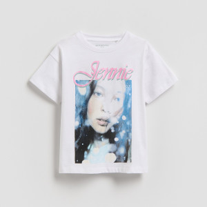 Reserved - Blackpink Jennie póló - krémszínű - 131HU-01X