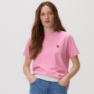 Reserved - Póló szívvel - pasztellpink - 165HT-03X